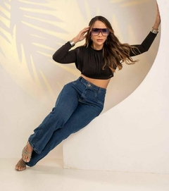 Calça Wide Leg Escura