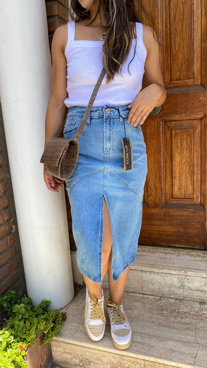 pollera de jean larga