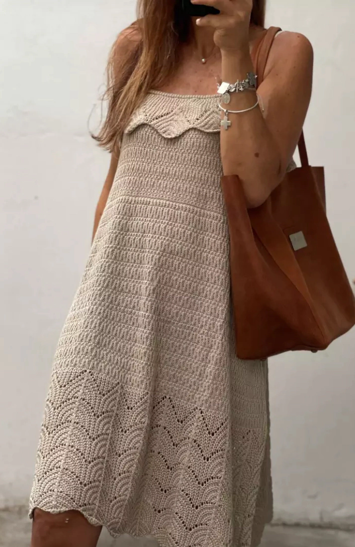 vestido de hilo beige