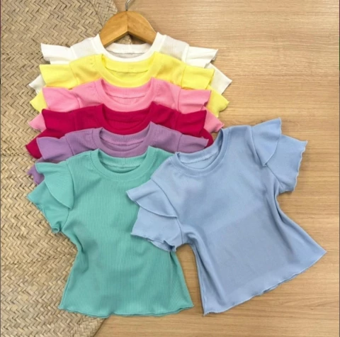 BLUSA CANELADA MANGA FRUFRU INFANTIL