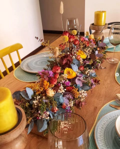 Centro de Mesa Flores Naturales Preservadas (62cmx30cmx14cm)