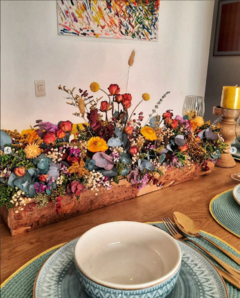 Centro de Mesa Flores Naturales Preservadas (62cmx30cmx14cm) - comprar online