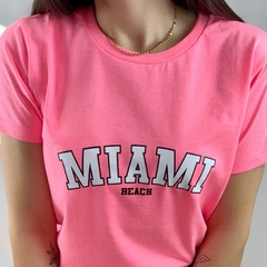 T-SHIRT BABY LOOK MIAMI BEACH - PINK - comprar online