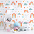 Papel de Parede Infantil Tema Arco-Íris Fofos Para Quarto de Bebê