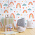 Papel de Parede Infantil Tema Arco-Íris Fofos Para Quarto de Bebê