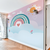 Papel de Parede Infantil Tema Arco-Íris Cute Baby Rosa Para Decorar Quarto de Bebê e Criança