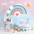 Papel de Parede Infantil Tema Arco-Íris Cute Baby Rosa Para Decorar Quarto de Bebê e Criança
