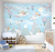 Papel de Parede Infantil Tema Cegonhas Azul Para Decorar Quarto de Bebê e Criança