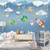 Papel de Parede Infantil Tema Astronauta Azul Para Decorar Quarto de Bebê e Criança
