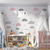 Papel de Parede Infantil Nuvens de Amor Cinza Para Quarto de Bebê e Criança