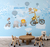Papel de Parede Infantil Safari Girafa Soft Azul Para Quarto de Bebê