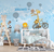 Papel de Parede Infantil Tema Safari Girafa Soft Azul Para Bebê