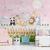 Papel de Parede Infantil Tema Safari Cute Rosa Para Decorar Quarto de Bebê Menina