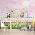 Papel de Parede Infantil Tema Safari Cute Rosa Para Decorar Quarto de Bebê Menina
