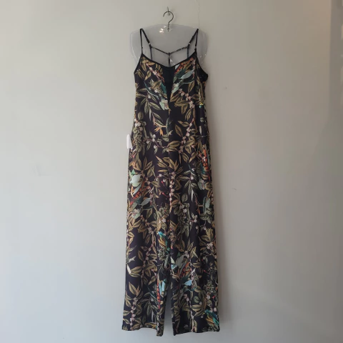 Macacão Kimika folhagem animais preto verde tela vazada frente - comprar online