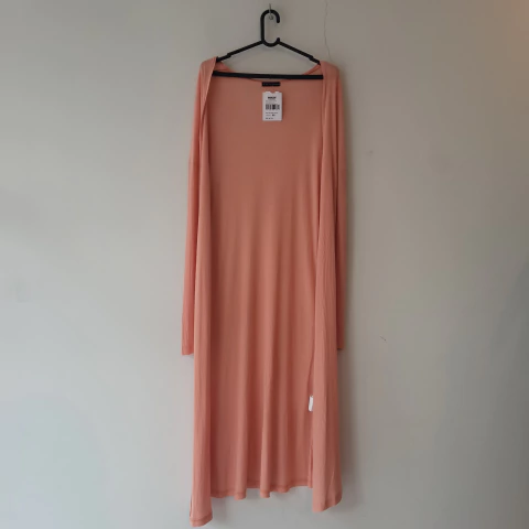 Maxi cardigan For You Information salmão canelado fendas laterais - comprar online