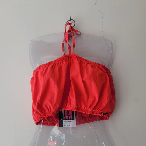 Cropped Vic.Vicky vermelho faixa balonê amarração pescoço NOVO