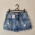 Short saia Blue Steel jeans claro rasgados bordado bolso traseiro na internet