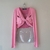 Cropped Blue Steel rosa chiclete manga longa busto torcido - comprar online
