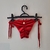 Calcinha biquíni Ibiza Beach vermelho aveludado amarraçao levanta bumbum - Holly Brechó e Outlet