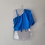 Cropped Sisa Confecções azul alça manga princesa drapeado lateral - loja online