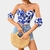 Cropped floral azul e branco Shein