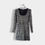Vestido IL Shin dourado preto tricot e lurex