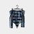 Body floral listras preto azul cinza babado manga longa - comprar online