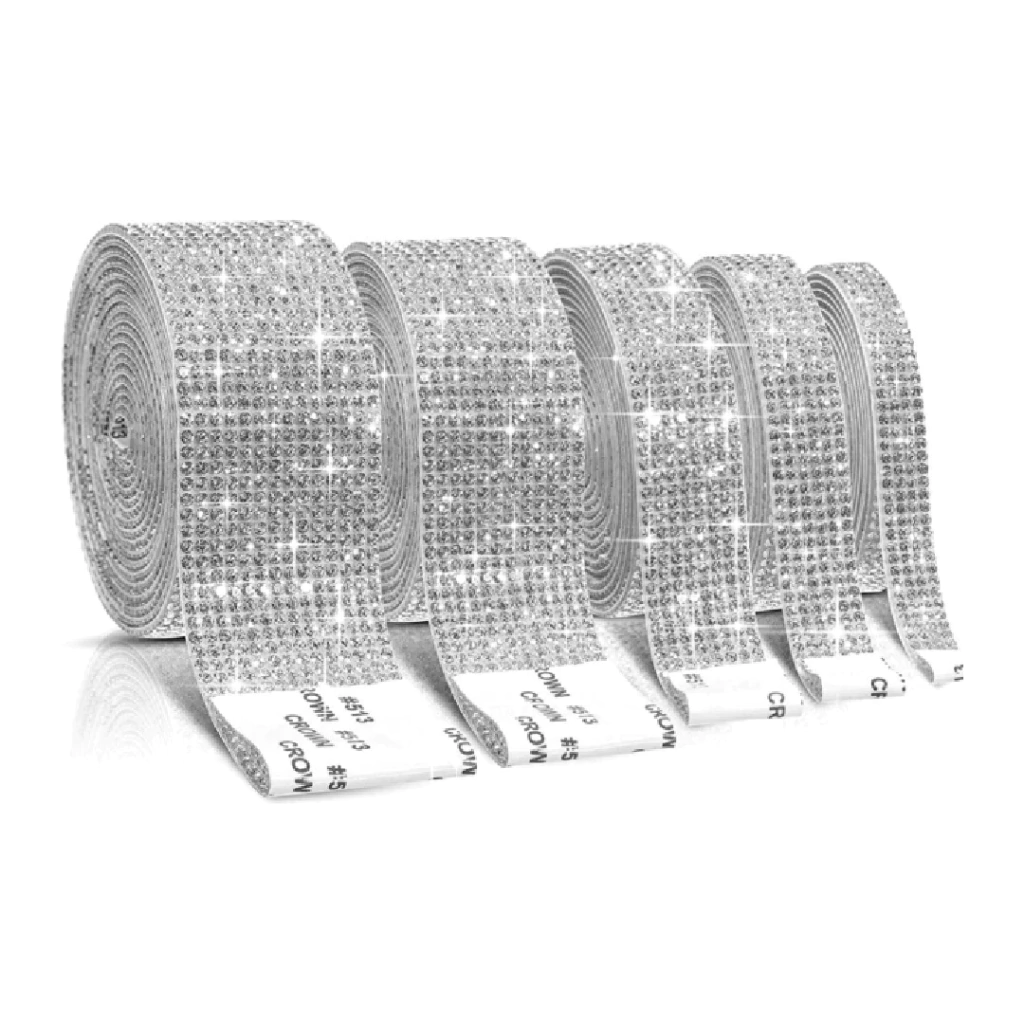 CINTA ADHESIVA CON BRILLOS - (1 ROLLO) PLATA