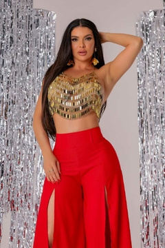 Calça Pantalona Tayla vermelha na internet