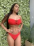 Vermelho Texturizado Calcinha Asa Delta + Top Tomara Que Caia