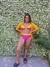 Bicolor (Rosa Pink e Amarelo ) Calcinha Hot Pants + Top Meia Taça - loja online