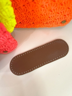 Fundo para bolsa em couro duplo caramelo 28 x 8cm