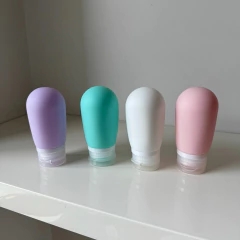 SET PASTEL X 4 ENVASES DE SILICONA DE 80 ml RECARGABLES PARA VIAJES - comprar online