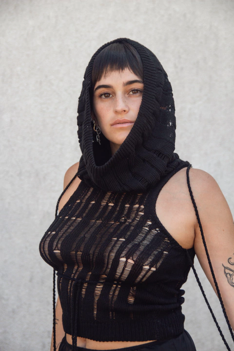 TOP CAPUCHA TOSHIMA 0034 con mitones - NEGRO