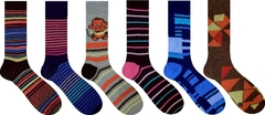 Meias Infantis G ( Calça de 31 a 36 ) - 6 Pares - Com Cano Alto ( Longo-3/4 ) - Estampadas Coloridas Divertidas - comprar online