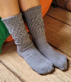 Kit Com 6 Pares - Meia Aeróbica Feminina Cano Médio - Kit Com 6 Pares - Mescla de Cinza - comprar online