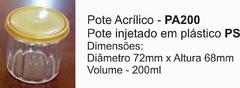 Pote Acrílico Cristal - PA 200 - Indicado Para Brownies/Chocolates/Outros; Com Fechamento Hermético ( Vedação Perfeita ) - 200 ml - Caixa Com 135 unidades na internet