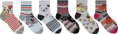 Meias Infantis Menina Tamanho P ( Calça de 21 a 25 ) - Com Cano Alto ( Longo ) Estampadas Coloridas Divertidas - Kit Com 6 Pares - Referência 332