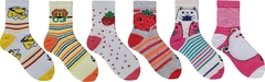 Meias Infantis Menina Tamanho G ( Calça de 31 a 34 ) - Com Cano Alto ( Longo ) Estampadas Coloridas Divertidas - Kit Com 6 Pares - Referência 328