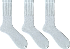 Kit Com 3 Pares - Meia Esportiva Atoalhada Juvenil - Cano Longo - Cor De Algodão Branco - Kit Com 3 Pares - Referência 401