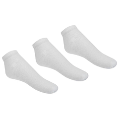 Kit Com 3 Pares - Meia Sapatilha ( Invisível ) Masculina Esportiva Lisa Atoalhada - Branca - Kit Com 3 Pares - Referência 340