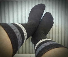 3 Pares - Meias 3/4 Cano Alto Tênis Crossfit Atoalhada Urban Cano Longo - Cor de Algodão Preto - comprar online