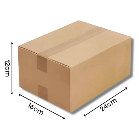 Caixa de papelão 4 abas 24cm x 16cm x 12cm - Pack 25 Unidades