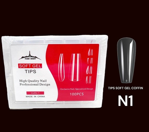 PARIS NIGHT-Tips soft gel x100pcs / Coffin N°1 REPUESTO (sin prelimar) PN20253-1