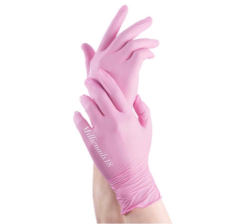 Guantes de Nitrilo Rosa x par - TALLE S
