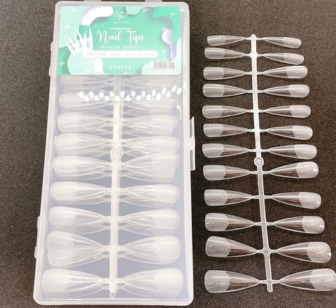 CITY GIRL - Tips soft gel x240pcs / Stiletto (pre limados) /JPT-A725 (caja verde)