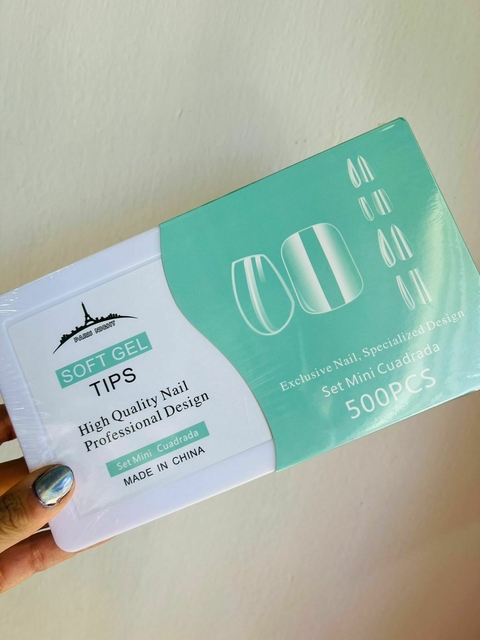 PARIS NIGHT-Tips soft gel x500pcs / Mini Cuadrada (sin prelimar) PN20650-1 (caja aguamarina) - comprar online