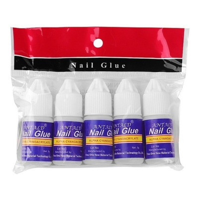 Pack Pegamento nail glue gotero x 5