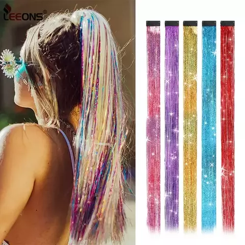 Extensión oropel brillante de seda para Cabello